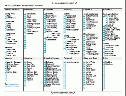 Apartment Checklist: Printable First Apartment Essentials Checklist