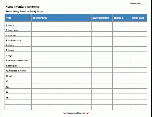 15 Free Printable Home Inventory Worksheets