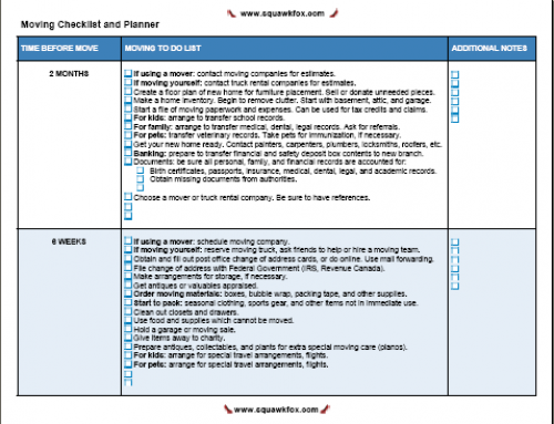 Printable Moving Checklist and Planner